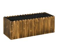 Outsunny Jardinera de Madera Rectangular Macetero de Jardín con Orificio de Drenaje y Tela no Tejida Huerto Urbano para Plantas Flores Hierbas para Terraza Patio 80x30x30 cm Marrón