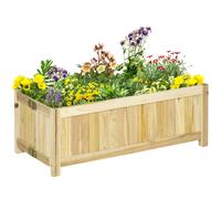 Outsunny Jardinera de Madera Plegable Arriate de Jardín con 4 Patas para Cultivos Verduras Flores en Exterior Patio Balcón Terraza 70x30x25 cm Natural