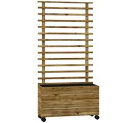 Outsunny Jardinera vertical con 4 ruedas y enrejado para plantas trepadoras en madera, 76x30x155 cm, Color madera Aosom España