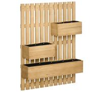 Outsunny Jardinera Vertical Madera Abeto para Balcón y Jardín, Con 3 Macetas Móviles Resistente y Elegante 60x16x80 cm Aosom España