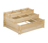 Outsunny Jardinera de Madera 3 Niveles Escaleras de Huerto Urbano con Tela Geotextil para Cultivos Plantas Flores 117x100x54 cm Natural Aosom España