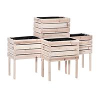 Outsunny Jardineras sobre pies adaptables cuadrados potagers Lote de 4, 50x30x60 cm Incluye insertos de riego y película protectora Aosom España