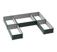 Outsunny Jardinería cuadrada para jardín de acero modular conjunto de 5 jardineras para verduras, plantas, flores, Verde Aosom España