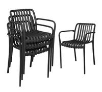 Outsunny Juego 4 Sillas Jardín Exterior Apilables PP 55x58,5x81,5 cm Negro