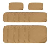 Outsunny Juego de 14 fundas de repuesto, cojines para salón de jardín, 6 fundas de cojín de asiento, 8 fundas de cojín respaldo, fundas con cremallera, poliéster repelente al agua, color marrón