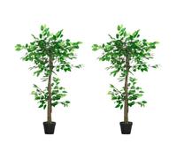 Outsunny juego de 2 árboles de té artificiales 120 cm plantas artificiales con musgo y maceta plantas artificiales decorativas para interior y exterior hogar salón oficina verde