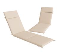 Outsunny Juego de 2 Cojines para Tumbona Baño de Sol con 6 Correas, Resistencia UV, 183x53,5x6,5cm, Crema