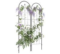 Outsunny Juego de 2 Enrejados de Jardín con Marco de Acero 50x180 cm Negro | Enrejado para Plantas Trepadoras, Frutas, Verduras, Flores, Decoración Exterior, Patio, Terraza