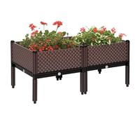 Outsunny Juego de 2 Jardineras de Exterior Cuadradas 50x50x46,5 cm Marrón