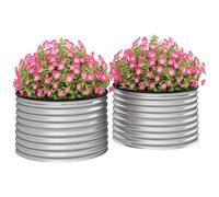 Outsunny Juego de 2 jardineras elevadas Kit Jardinera Redonda Fondo Abierto Juntas de Goma Protectores de Acero galvanizado Plata