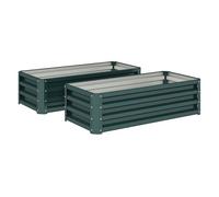 Outsunny Juego de 2 Jardineras Exterior Grandes de Acero Galvanizado, Huertos Urbanos, Maceteros Exterior Elevados para Plantas, Flores, Terraza, Jardín, Resistente a la Intemperie, 110x50x30 cm Verde