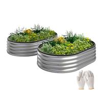 Outsunny Juego de 2 Jardineras Exterior Grandes de Acero Galvanizado, Huertos Urbanos, Maceteros Exterior Modular con Base Abierta para Plantas, Resistente a la Intemperie, 135x90x30 cm, Plateado