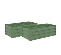 Outsunny Juego de 2 Jardineras Exterior Grandes de Acero Galvanizado Huertos Urbanos para Terraza Jardín 100x50x30 cm Verde