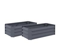 Outsunny Juego de 2 maceteros para jardín de 100x50x30 cm - acero ondulado Gris Aosom España