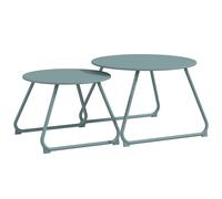 Outsunny Juego de 2 Mesas de Jardín Apilables con Estructura de Metal y Recubrimiento Epoxi Anticorrosivo para Terraza Azul