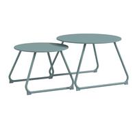 Outsunny Juego de 2 Mesas de Jardín Apilables Mesas Auxiliares de Jardín Redondas con Estructura de Metal y Recubrimiento Epoxi Anticorrosivo para Balcón Terraza Patio Azul