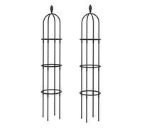 Outsunny juego de 2 obeliscos de jardín de acero, 1,74 m, enrejados para plantas trepadoras, rosas, frutas, verduras, soportes decorativos para exterior, patio, terraza, negro