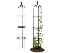 Outsunny Juego de 2 Obeliscos de Jardín de Acero 1,74 m para Plantas Trepadoras Negro