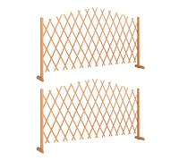 Outsunny, juego de 2 paneles de valla extensibles de madera de abeto, rejilla extensible para jardín autoportante, con patas estables, enrejado para interior/exterior, 180 x 30 x 103 cm, marrón