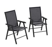 Outsunny juego de 2 sillas de camping plegables sillas plegables de jardín exterior acolchadas en malla con marco de acero y reposabrazos carga 110 kg para terraza playa 58x64x94 cm gris oscuro