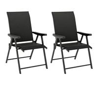 Outsunny Juego de 2 sillas de Comedor de jardín, sillas de jardín Plegables con Respaldo y Asiento texteline para Todo Tipo de Clima, Silla de Comedor al Aire Libre con reposabrazos, Marco de Acero