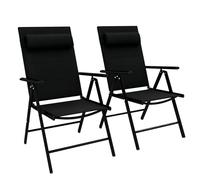 Outsunny Juego de 2 sillas Plegables de Patio con Respaldo Ajustable, sillas de Comedor de Aluminio con Asiento y Respaldo Acolchados de Tela de Malla Transpirable, reposacabezas para jardín al Aire