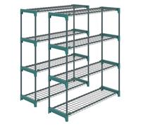 Outsunny Juego de 2 Soportes para Plantas de 4 Niveles Acero Exterior Verde | Interior, Estanterías Exterior para Plantas, con Conectores para Fácil Montaje, Estantes para Macetas, Balcón