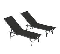 Outsunny - Juego de 2 tumbonas plegables de textilene, tumbonas para jardín al aire libre reclinable de playa, relax, camping, piscina, terraza, 54 x 164 x 84 cm, color negro