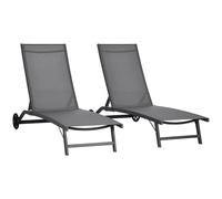 Outsunny Tumbonas Reclinables de Jardín con Ruedas 165x66x102 cm de Aluminio Gris Oscuro Aosom España