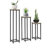 Outsunny Juego de 3 Expositores Sillas Soporte Macetero Cuadradas Apilables - 21 x 21 x 50/70/90 cm - Acero