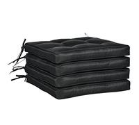 Outsunny Juego de 4 Cojín de Jardín con Corbatas 42x42 cm Negro