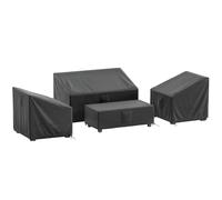 Outsunny - Juego de 4 fundas para muebles de exterior, tejido Oxford 420D impermeable, fundas para mesa, sillones y sofá de jardín con 6 orificios de ventilación, resistentes al viento, color negro