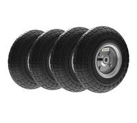 Outsunny Juego de 4 Ruedas para Carretilla Neumáticos de Goma Ø255 x 75 mm Eje de 16 mm Carga 80 kg Negro
