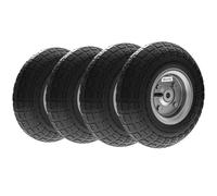 Outsunny Juego de 4 Ruedas para Carretilla, Neumáticos de Goma Ø255 x 75 mm, Ruedas de Repuesto, Eje de 16 mm, Carga 80 kg, para Carros de Mano y Carritos de Jardín, Negro