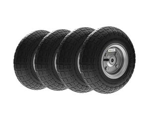 Outsunny Juego de 4 Ruedas para Carretilla, Neumáticos de Goma Ø255 x 75 mm, Ruedas de Repuesto, Eje de 16 mm, Carga 80 kg, para Carros de Mano y Carritos de Jardín, Negro