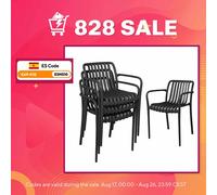 Outsunny Juego 4 Sillas Jardín Exterior Apilables PP 55x58,5x81,5 cm Negro