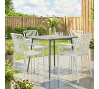 Outsunny Juego 4 Sillas Jardín Exterior Apilables PP 55x58,5x81,5 cm Blanco