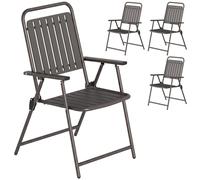 Outsunny Juego de 4 Sillas de Jardín Exterior Plegables, Sillas Exterior con Reposabrazos, Respaldo y Asiento de PP, Metálico, 55x63x93 cm