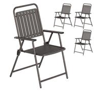 Outsunny Juego de 4 Sillas de Jardín Exterior Plegables, Sillas Terraza Exterior con Reposabrazos, Respaldo y Asiento de PP, Marco Metálico, 55x63x93 cm, Marrón