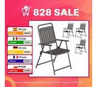 Outsunny Juego de 4 Sillas de Jardín Exterior Plegables, Sillas Terraza Exterior con Reposabrazos, Respaldo y Asiento de PP, Marco Metálico, 55x63x93 cm Negro