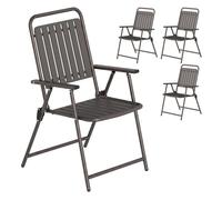 Outsunny Juego de 4 Sillas de Jardín Exterior Plegables, Sillas Terraza Exterior con Reposabrazos, Respaldo y Asiento de PP, Marco Metálico, 55x63x93 cm, Marrón