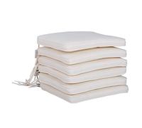 Outsunny Juego de 6 Cojines de Silla de jardín con Sujetadores, 42 x 42 cm, para Silla de Comedor, Color Blanco Crema
