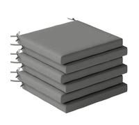 Outsunny Juego de Cojines para Sillas de Comedor, 46x42x7 cm, 6 Piezas, Cojines para Sillas de Jardín con Funda Lavable y Lazos, Impermeable y Anti-UV, Gris Oscuro