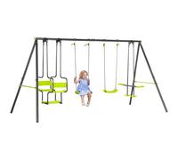 Outsunny Columpio Infantil para Exterior con 6 Asientos con Marco de Acero para +3 Años 355x184x186 cm Verde
