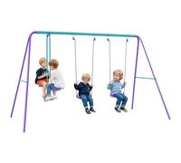 Outsunny Juego de Columpios de Jardín de Metal 280x140x176 cm Morado