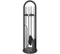 Outsunny Juego de herramientas para chimenea de 5 piezas con escoba, pala, gancho, pinzas, soporte