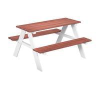 Outsunny Juego de Mesa y 2 Bancos Infantiles de Madera Mesa de Picnic para Niños de 3-8 Años para Jardín Patio 89x79x50 cm Marrón Aosom España