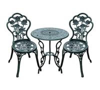 Outsunny Juego Mesa y Sillas Bistro Set Conjunto de Muebles para Porche Patio Balcón Diseño Clásico Elegante Retro Aluminio Fundido
