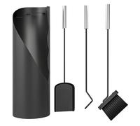 Outsunny juego utensilios chimenea de 4 piezas, juego de accesorios para chimenea de metal con escoba, pala, atizador y cubo, 20x20x65 cm, negro y plateado