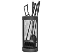 Outsunny Juego Utensilios Chimenea de 5 Piezas de Metal con Escoba Pala Tenazas Atizador y Soporte Ø16x33,5 cm Negro Aosom España